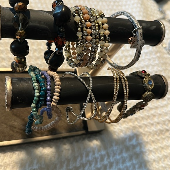 Gold and Cream Layered Beaded Bracelets - Picture 2 of 3